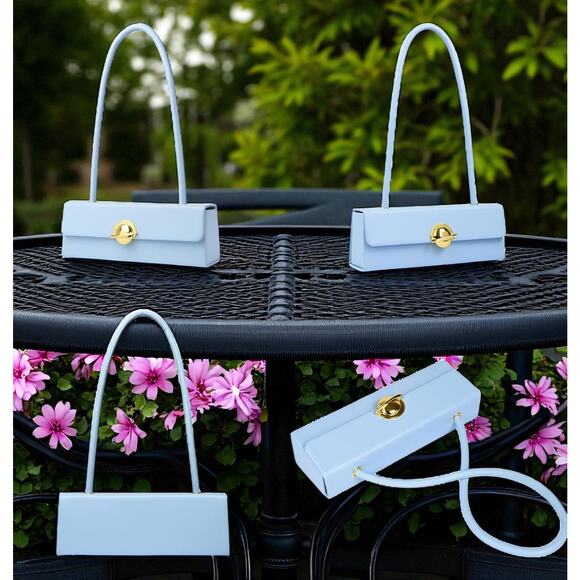 Purse Blue Handbag faux Leather Designer Tote Fashion Shoulder Bag - Picture 5 of 7